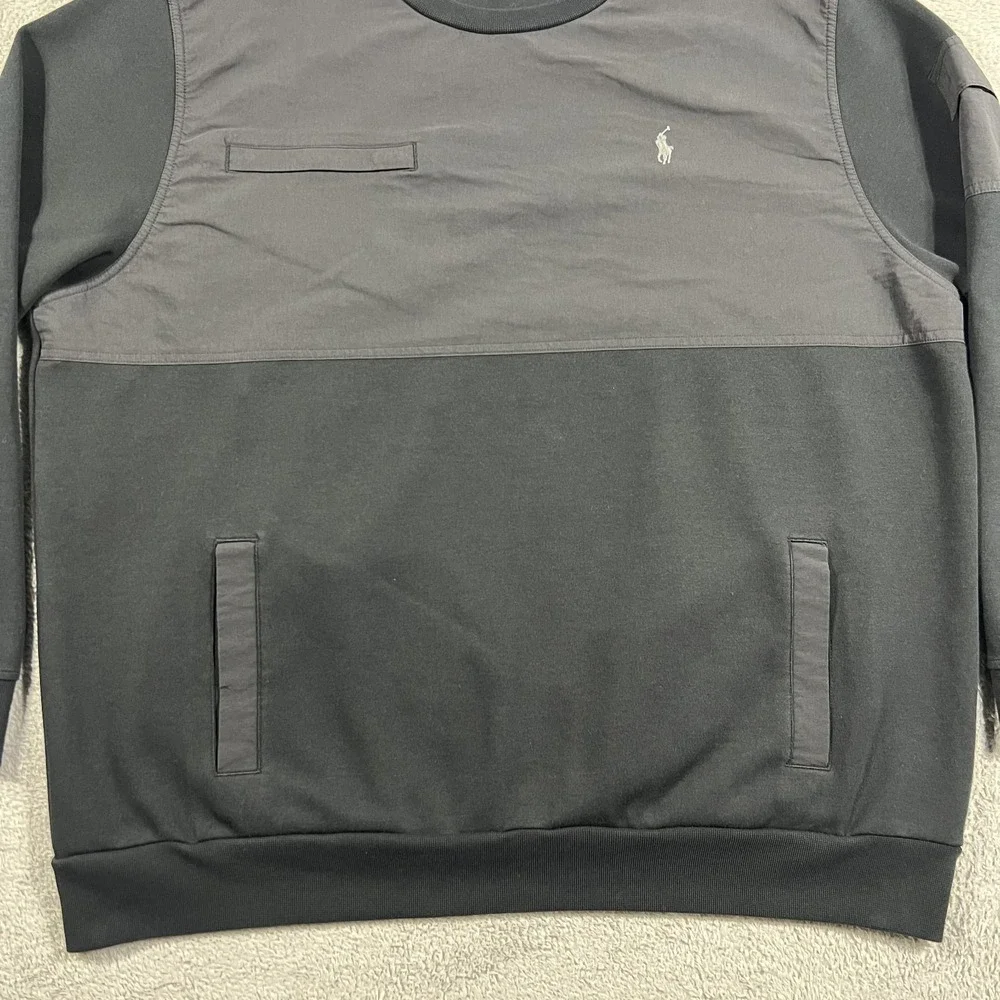 Polo Ralph Lauren Sweatshirt Mens 2XL Black Water Repellent Hybrid Crew Neck